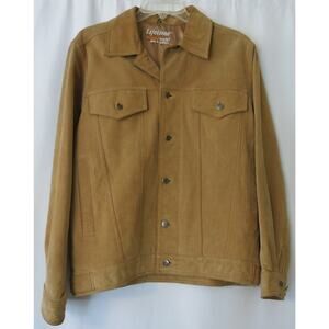 Vintage LIFETIME WOMEN ROCK! GIRLS GUITARS Suede Jacket Size S Tan Y2K Music
